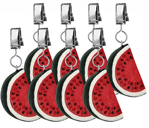 My-goodbuy24 Tischdeckenbeschwerer mit Klammer - 8er Set - Tischdeckenhalter Garten Tischdeckenklammern Tischtuch Clips - Polystone - Wassermelone
