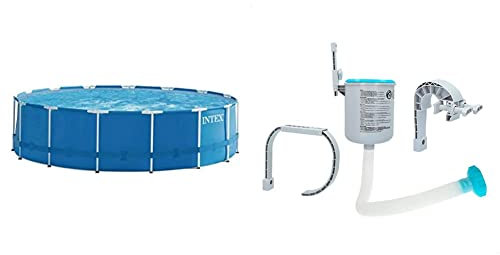 Intex 28242NP - Piscina Desmontable Metal Frame 457x122 cm 16.805 litros + Skimmer Deluxe Filtro 3.028 l/h Easy Set-Metal Frame, 49x43x34 cm, Color Blanco