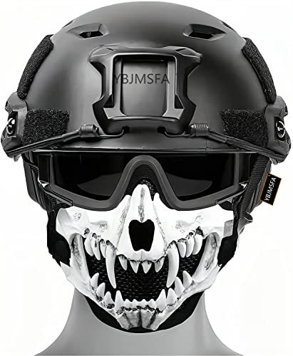 Casque Tactique Airsoft Rapide Type PJ et Demi-Masque Crâne Pliable/Lunettes 3 Couleurs, pour Paintball Militaire Extérieur CS Jeu De Tir