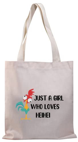 PLITI Hühner-Tragetasche, Hühner-Liebhaber, Geschenke für Frauen, Just a Girl Who Loves Heihei Schultertasche, Girl Loves Hei Tgu, Medium