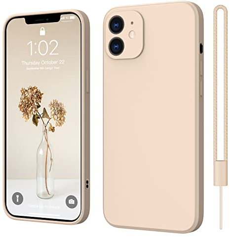 iPhone 12 Hülle Silikon Case, ElestBela Hanyhülle iPhone 12 Ultra Dünn Slim mit Microfiber, Kratzfeste Rundumschutz Case Schutzhülle Hülle für iPhone 12 6.1'' Khaki