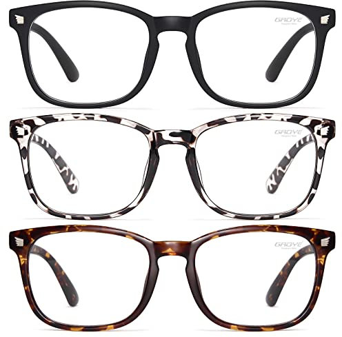 Gaoye Stilvolle Blaulichtbrille für Damen – Computerbrille mit 99% Blaulichtfilter – Leichte TR90-Fassungen – 3er-Pack