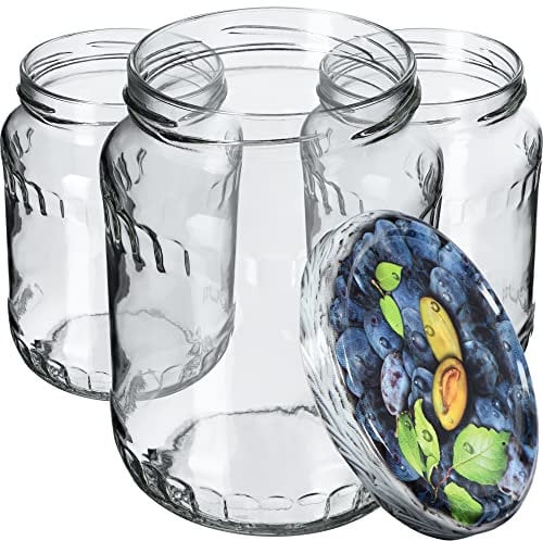 KADAX 24st Einmachgläser 720 ml, ideal zum Einkochen und Aufbewahren, Gläser mit Schraubverschluss, Einkochgläser mit Schraubdeckel, Twist Off to 82, Vorratsgläser zum Einlegen (Pflaumen)