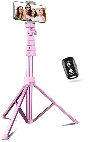 Sensyne Trípode para teléfono de 62 pulgadas y palo selfie, soporte extensible para teléfono celular con control remoto inalámbrico y soporte para teléfono, compatible con iPhone y Android, cámara