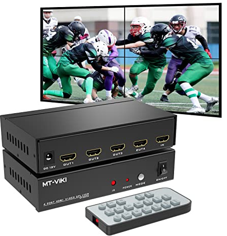 MT-VIKI 4K Video Wall Controller 2x2, Support 4K 30Hz HDMI Input and Output Source for 4 HDMI TV Splicing Display & 8 Display Modes -1x2, 1x3, 1x4, 2x2, 4x1, 3x1, 2x1