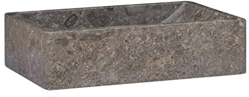 WIFESE Lavandino Grigio in Marmo Lavabo Pietra Lavandino Da Appoggio Lavabo Bagno Lavabo Lavanderia Lavandino Da Esterno In Pietra Lavello Bagno Pietra Lavabo Da Appoggio Lavandino Bagno 45x30x12 cm