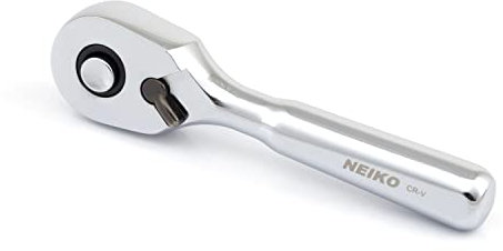 Neiko 03001A Stubby Ratchet, 1/4 Inch Ratchet Wrench, 108-Tooth Reversible Ratchet, 3.3 Degree, Quick Release Mini 1/4 Ratchet Drive, Oval Head Wrench, CR-V Steel Quarter Inch Small Ratchet Wrench