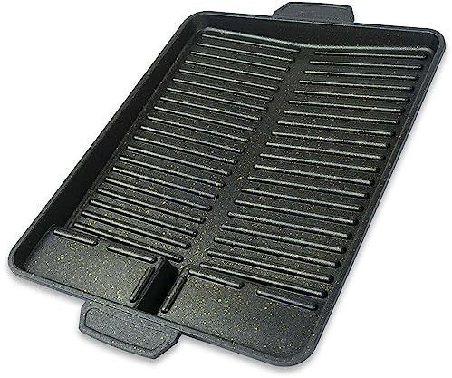 Z.M.C Plancha de 33 x 26 x 4 cm, accesorio para barbacoa de gas, parrilla ideal para camping, plancha, accesorio con revestimiento antiadherente, sartén para barbacoa de gas