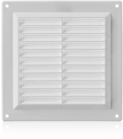 150x150mm Griglia Ventilazione in Plastica ABS Bianca con Zanzariera - Griglie Aerazione Rettangolari