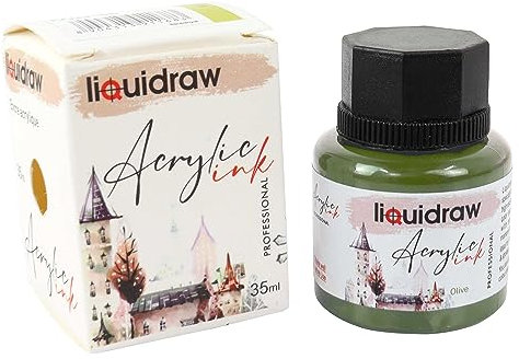 Liquidraw Tintas acrílicas para artistas, 20 colores, negro, blanco, impermeable, 35 ml, profesional para pintura, dibujo, pinturas, arte, pinceles, papel, tablero, lienzo, tela y madera (oliva)