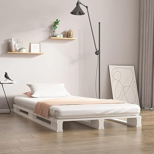 vidaXL Palettenbett Weiß 100x200 cm Massivholz Kiefer