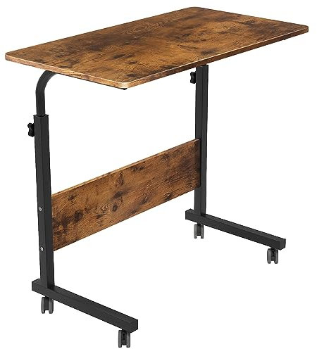 soges Tavolino per computer portatile con ruote, regolabile in altezza, per PC portatile, supporto per computer portatile, per letto e divano, 80 x 40 cm