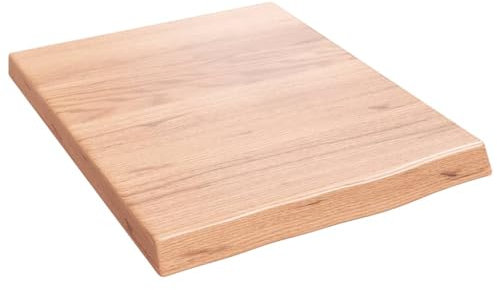 vidaXL Waschtischplatte, Multifunktional Arbeitsplatte mit Naturkante, Waschtischkonsole Tischplatte für Badezimmer, Holzplatte Platte, Hellbraun 40x50x(2-4) cm Massivholz Behandelt