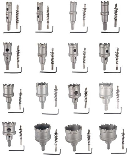 WELDINGER 16x Lochsäge Hartmetall Satz XL 16-50mm für Stahl, Edelstahl NE-Metall Guss