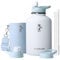 Coolflask 2L Bottiglia d'acqua Isolata con Custodia in Pelle PU, Bottiglia d'acqua in Acciaio Inox con Coperchi a Cannuccia, Bottiglia d'acqua in Metallo, Mantiene Freddo 48h Caldo 24h, Bianco