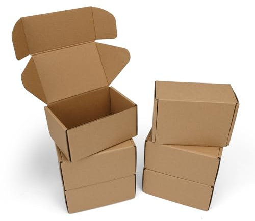 HORLIMER 6 Stück Versandkarton Klein Karton Box, 152x100x76 mm Mailer Boxen, Verpackungskartons aus Wellpappe für Warensendung, Geschenkbox, Faltkarton, Postkarton(Braun)