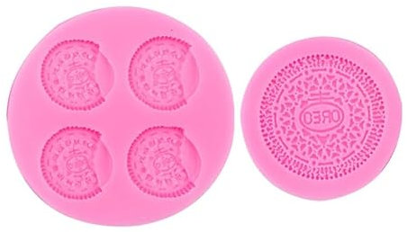 JYHLSHO Moule À Sucre Mou 6 Pièces Sandwich Biscuits Oreo Moules En Silicone Cuisson Gâteaux Chocolat Argile Doux Poterie Époxy Moules Rose
