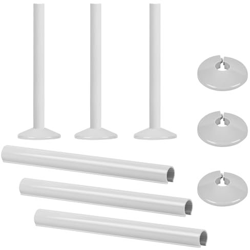 6PCS Radiator Pipe Covers and Pipe Collars Pipe Central Heating Clip On Covers 15mm x 200mm White