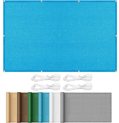Markisenstoff 4 x 6 m Sonnenschutz Pergola Segeltuch mit Ösen Hdpe Atmungsaktiv Wasserdurchlässig UV Schutz Ohne Bohren für Balkon Terrasse Garten, Blau