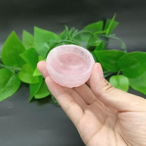 Natürlicher Traum Amethyst Tigerauge Stein Teetasse Schnitzereien Kristall Tassen Schüssel Ornament for Heimdekoration Geschenk (Color : Rose Quartz, Size : 4-4.5cm)