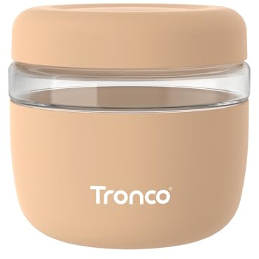 Tronco 24 oz Glass Food Storage & Lunch Bowl Containers with Airtight Lids | Leak & Spill Proof Meal Prep Container & Food Storage Jar for Lunch, Salad, Oats, Soup, BPA-Free, Microwave & Dishwasher Safe