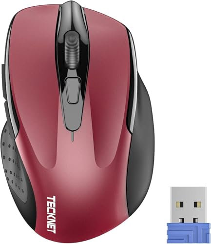 TECKNET PRO Mouse Senza Fili, 4000 DPI Mouse Wireless Ergonomico, 2,4G Mouse Ottico con Ricevitore Nano USB, 6 Pulsanti, Durata di Vita di 24 Mesi Compatibile con PC, Mac, Laptop