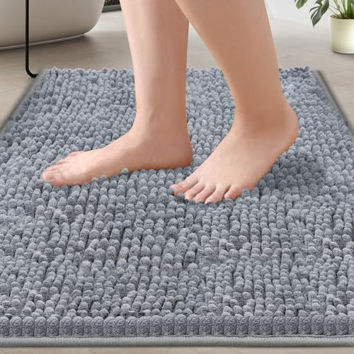 flintronic Tapis de Bain, Tapis de Douche Antidérapant, Tapis Salle Bain en Chenille, Absorbant l'eau,Lavable en Machine, Séchage Rapide, Anti Odeur, pour la Salle de Bain, Douche, 40 x 60 cm