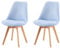 H.J WeDoo 2er Set Nordic Lamm Plüsch Esszimmerstuhl,Küchenstuhl mit Massiven Buchenstuhl Beinen und Lammwolle Kissen,Geeignet für Casual Stühle in Büros,Küchen und Räumen,Blau