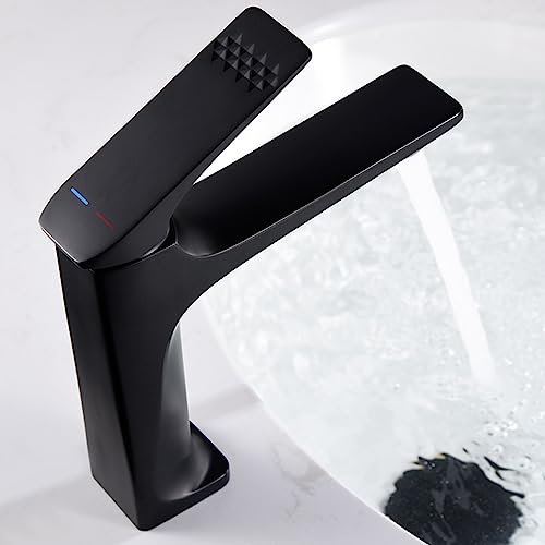 Badezimmer-Wasserhahn, 1-Loch-Handwaschbecken-Mischbatterie für Warm- und Kaltwasser, G1/2-Unterbau-Waschtischarmaturen, Schwarz