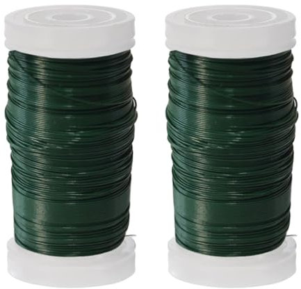 2 Rolls 55m Green Florists Wire Reel, 0.35 mm, Jewellley/DIY Craft Wire