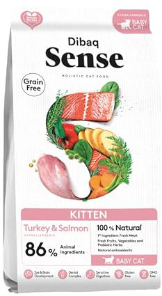 Dibaq Sense Cat Kitten Katzenfutter Trockenfutter - Truthahn & Lachs - 100% Natürlich & Getreidefrei - Speziell für Welpenkätzchen - 6 kg