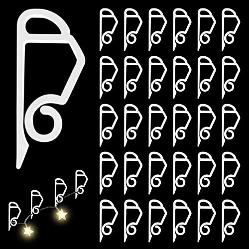 Scettar 120 PCS Gutter Hanging Hooks, Weatherproof Plastic Gutter Clips for Hanging Outdoor Christmas Xmas String Lights (White)