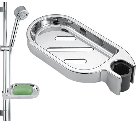 Clip-on Bathroom Soap Holder - Adjustable Shower Dish Tray With 22mm Round Rail Pole