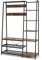 HOMASIS 5 in 1 Garderobenständer mit Sitzbank, Garderobe mit 9 Haken & 6 Ablagen & 2 Schuhregal, Kleiderständer Flurgarderobe Kleiderschrank für Flur & Schlafzimmer, Vintage-Braun (Keine Schubladen)