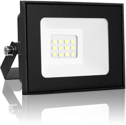 wowspeed LED-Strahler Außen, 10W 1000LM Superhell LED Strahler Außen, 3000K Warmweiß LED Scheinwerfer, IP66 Wasserfest LED Flutlicht, LED Strahler Mit 180° Verstellbarem Ständer für Hinterhof, Garage