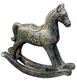 Gwenys Haus Deko Schaukelpferd antikgrau, ca. 15,5 x 13,5 cm