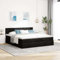 Willood Boxspringbett mit Matratzen & LEDs Schwarz 200x200 cm Stoff Block mit Quadraten
