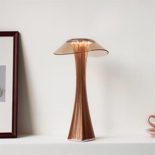 MU LIN Lampada Senza Fili da Tavolo LED Ricaricabile – Design Elegante Effetto Vetro, 3 Tonalità di Luce – Lampada da Comodino, Scrivania, Abat Jour – Alternativa Poldina Pro Faro BRONZO