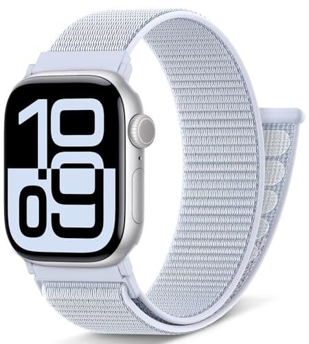 DigiHero Sport Loop Strap Compatible with Apple Watch Straps Women Men 46mm 42mm 44mm 40mm 45mm 41mm 49mm 38mm, Soft Nylon Band for iWatch Series 10 9 8 7 6 5 4 3 2 1 SE Ultra, Blue Cloud