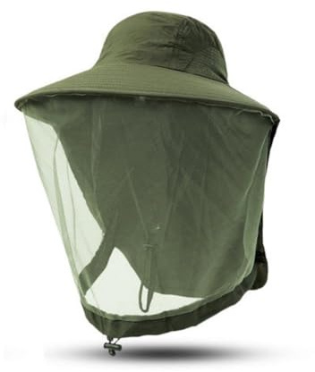 FLKWOP Cappello a prova di zanzara all'aperto Copertura del viso Protezione solare Maschera in rete traspirante Cappello da apicoltura Notte Cappello da pesca