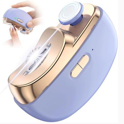 Coupe Ongles Électrique 2 En 1, Coupe-Ongles Automatique Avec Polissage Lumière LED, Coupe-Ongles Électrique à Chargement Sans Fil à 2 Vitesses pour Bébés Seniors et Adultes, Violet