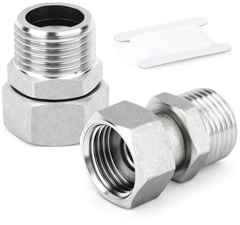 ERGAOBOY 2Pcs SS304 1/2 Female x Male 38mm Swivel Nut Connector | Straight extension reach, free spin collar socket, dense internal gasket, suitable for plumbing shower heads