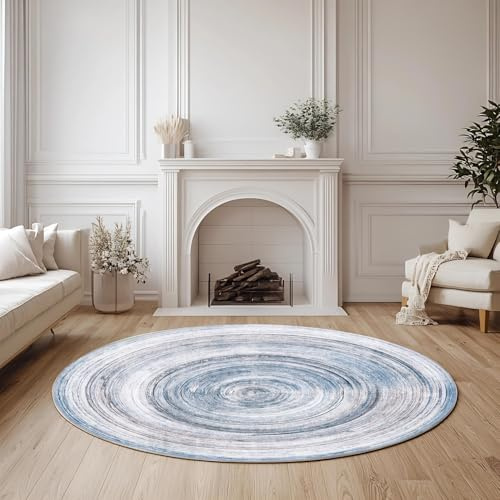 WTHYGB KUZRZNH Rund Teppich, Waschbarer Runder Teppich, rutschfest,120cm | Weicher Kunstwolle AbstraktTeppich für Wohnzimmer, Schlafzimmer, Küche, Kinderzimmer, Esszimmer und Büro #Y1036