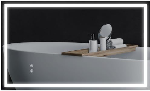 HOMCOM Badspiegel mit Beleuchtung 100x60 cm Badezimmer Spiegel Silber | Vor- und Hinter Beleuchtung, Touchschalter, Lichtspiegel, Beschlagfrei, 3 Lichtfarben