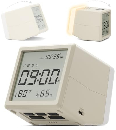Aurolumiz Retro Digitaler Wecker mit Nachtlicht, Temperatur & Luftfeuchte | Kreatives Nachtlicht mit sanfter Hintergrundbeleuchtung; Retro-Geschenk für Schlafzimmer, Kinder und Reisen