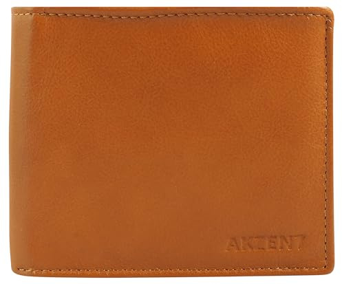 Akzent Geldbörse für Herren aus Leder in Braun, Geldbeutel mit Druckknopf in 10 x 12,5 x 2 cm