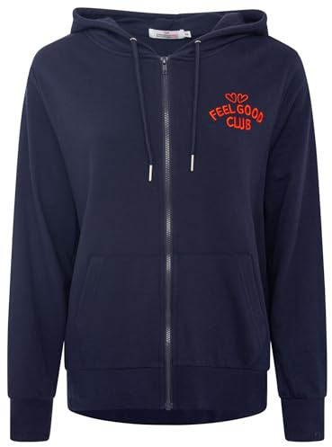 Zwillingsherz Feel Good Club Damen Sweatjacke mit Stickerei – Bequeme Baumwolljacke für Frauen – Lässige Zip Jacke für Freizeit Alltag Loungewear – Moderne Damen Sweatjacke Frühling Herbst Winter