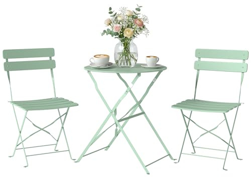 Outsunny Ensemble Bistrot de Jardin 3 Pièces san Montage Métal Vert