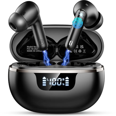 2026 Wireless Earbuds, Bluetooth 5.4 Headphones HiFi Stereo, 50H Playtime Ear buds with 4 ENC Noise Cancelling Mics, In Ear Earphones Deep Bass, IP7 Waterproof Earbuds with LED Display, Fast Charging