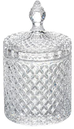 Doni Bomboniere 1 pz Scatola di Caramelle in Cristallo con Coperchio 300ml Barattoli Vetro Porta Caramelle Trasparenti Portaconfetti Cioccolato Biscotti Zucchero Uso Decorativo per Matrimoni (M)